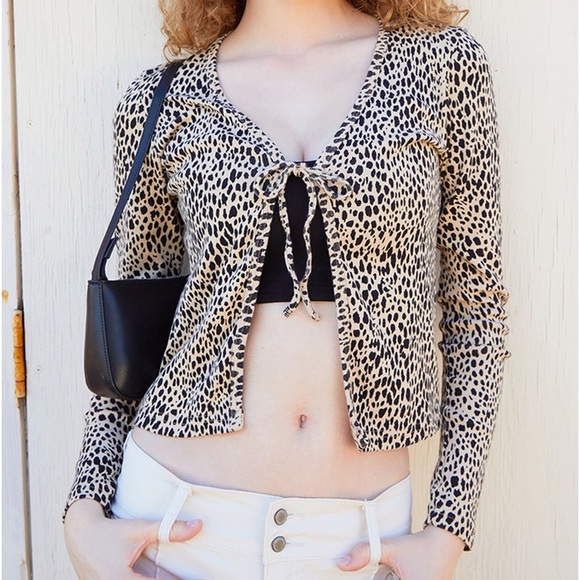 Brandy Melville Tops - {SOLD} John Galt Brandy Melville cheetah print long sleeve Cardigan- Size S/M